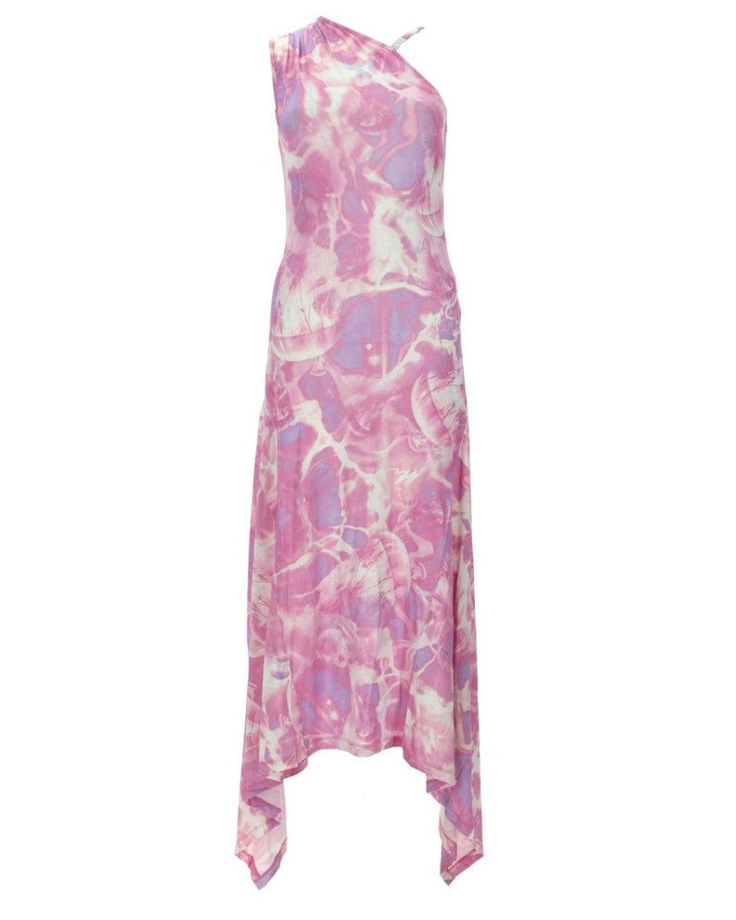 Versace Jeans Couture Pink Printed One Shoulder Maxi Dress