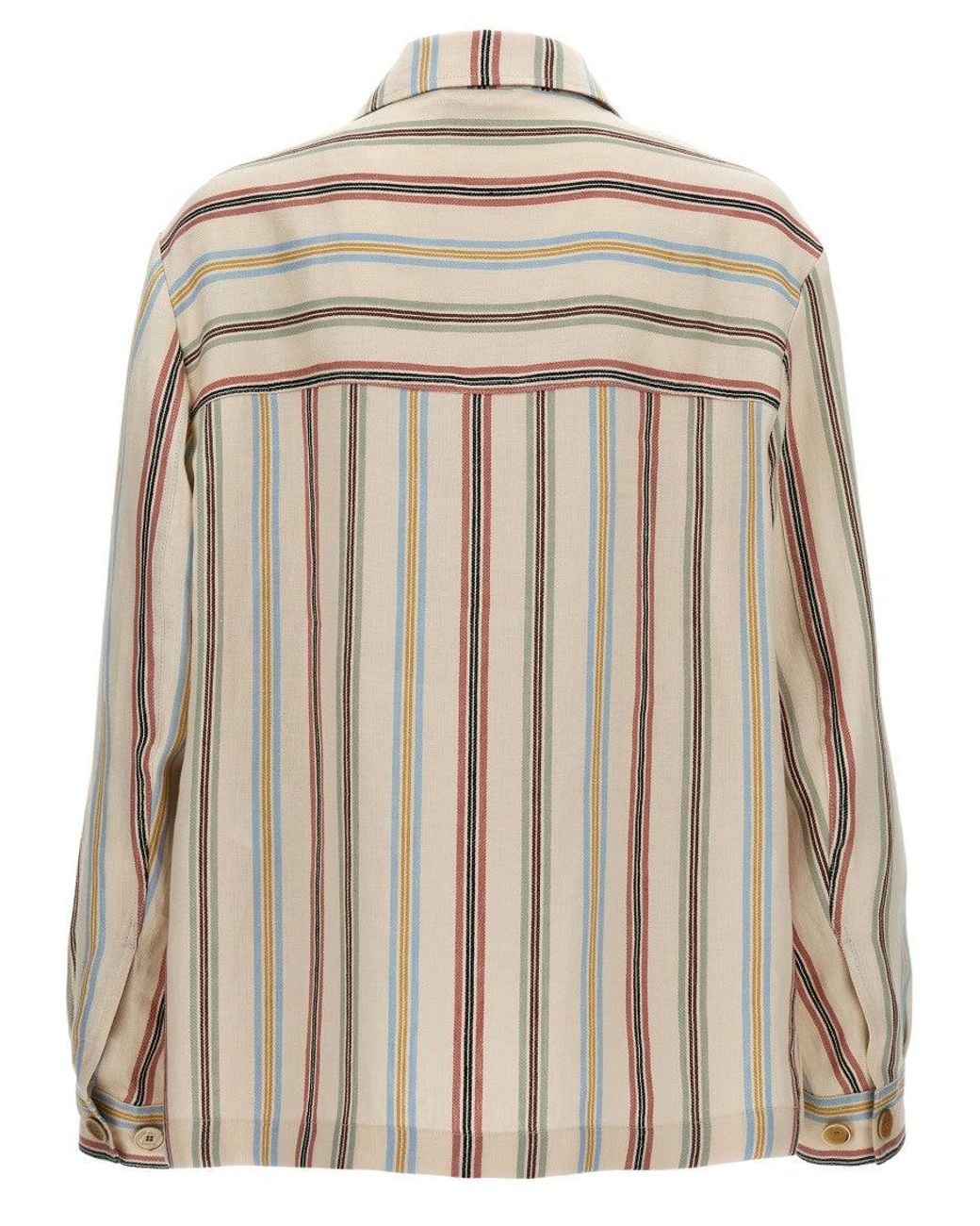 Etro Brown Striped Linen Overshirt for men