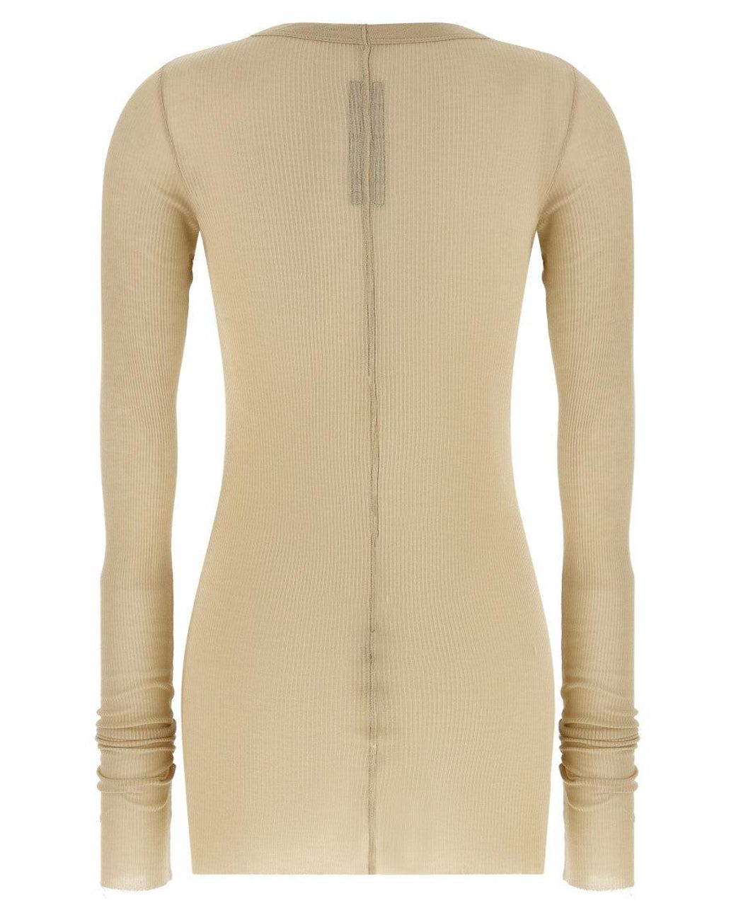Rick Owens Natural Viscose Long Sleeve T-Shirt