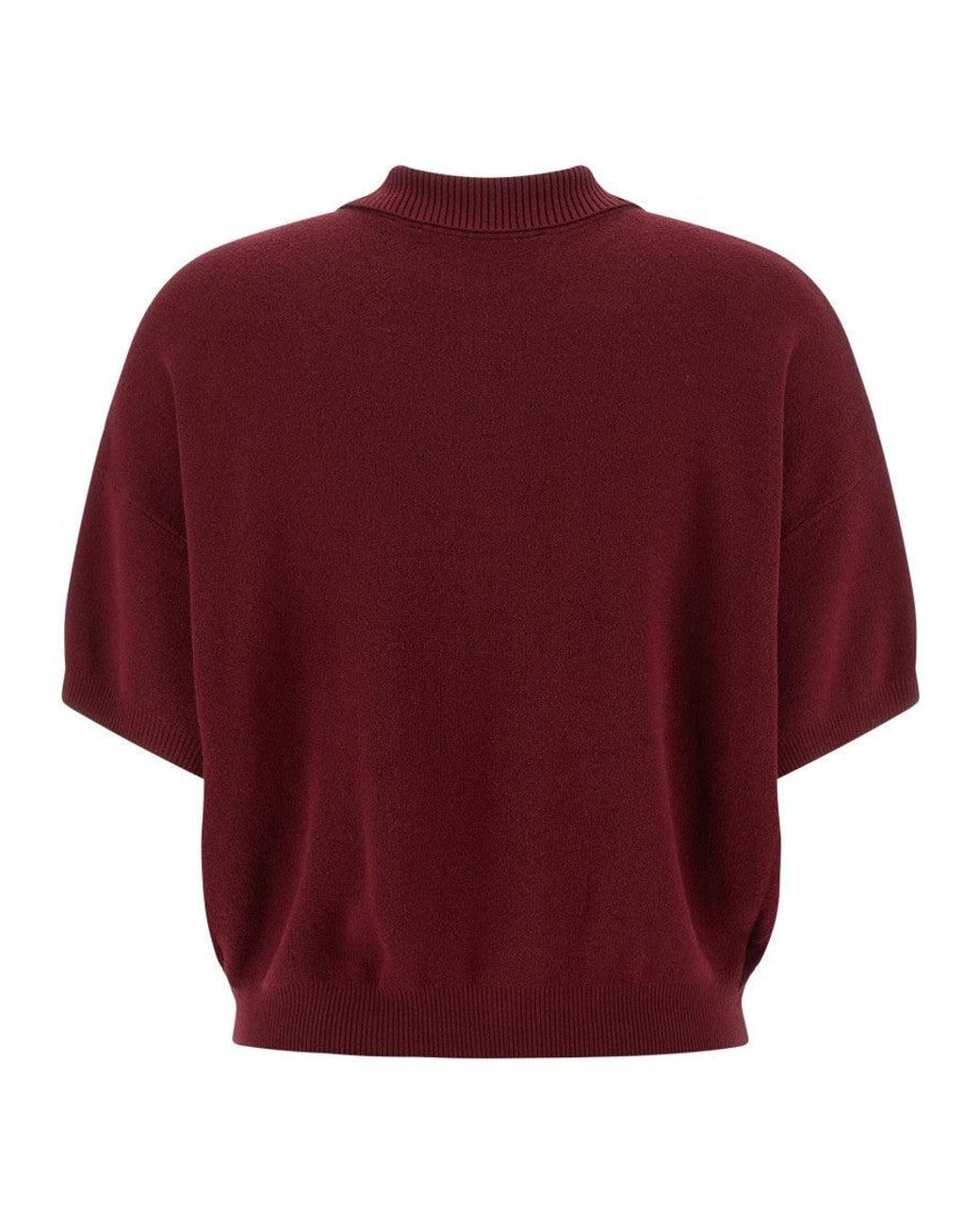 ROTATE BIRGER CHRISTENSEN Red 'Slinky Knit' Polo Shirt