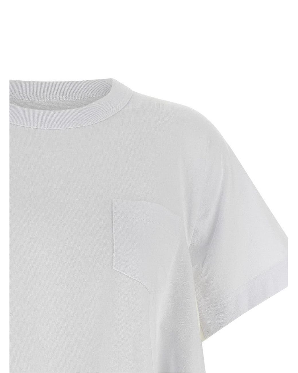 Sacai White Light Weight Denim X Cotton Jersey T-Shirt