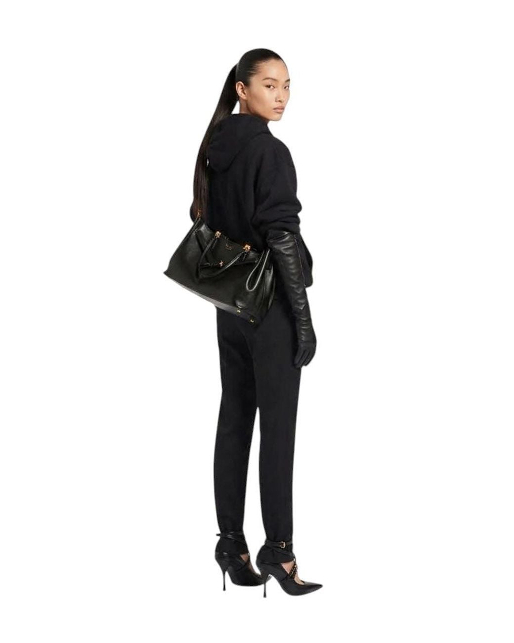 Balenciaga Black Fan Carry All Medium Tote