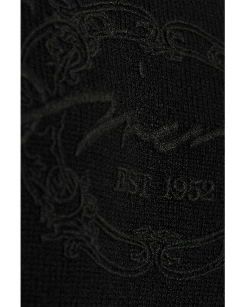 Givenchy Black Crewneck Logo Embroidered Sweater for men