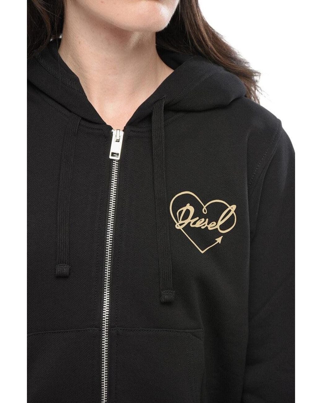 DIESEL Black Logo Zipper Hoodie