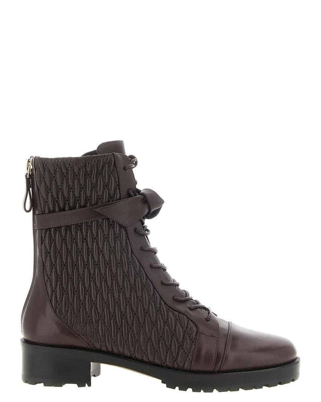 Alexandre Birman Brown Dark Quilted Clarita Combat Boots
