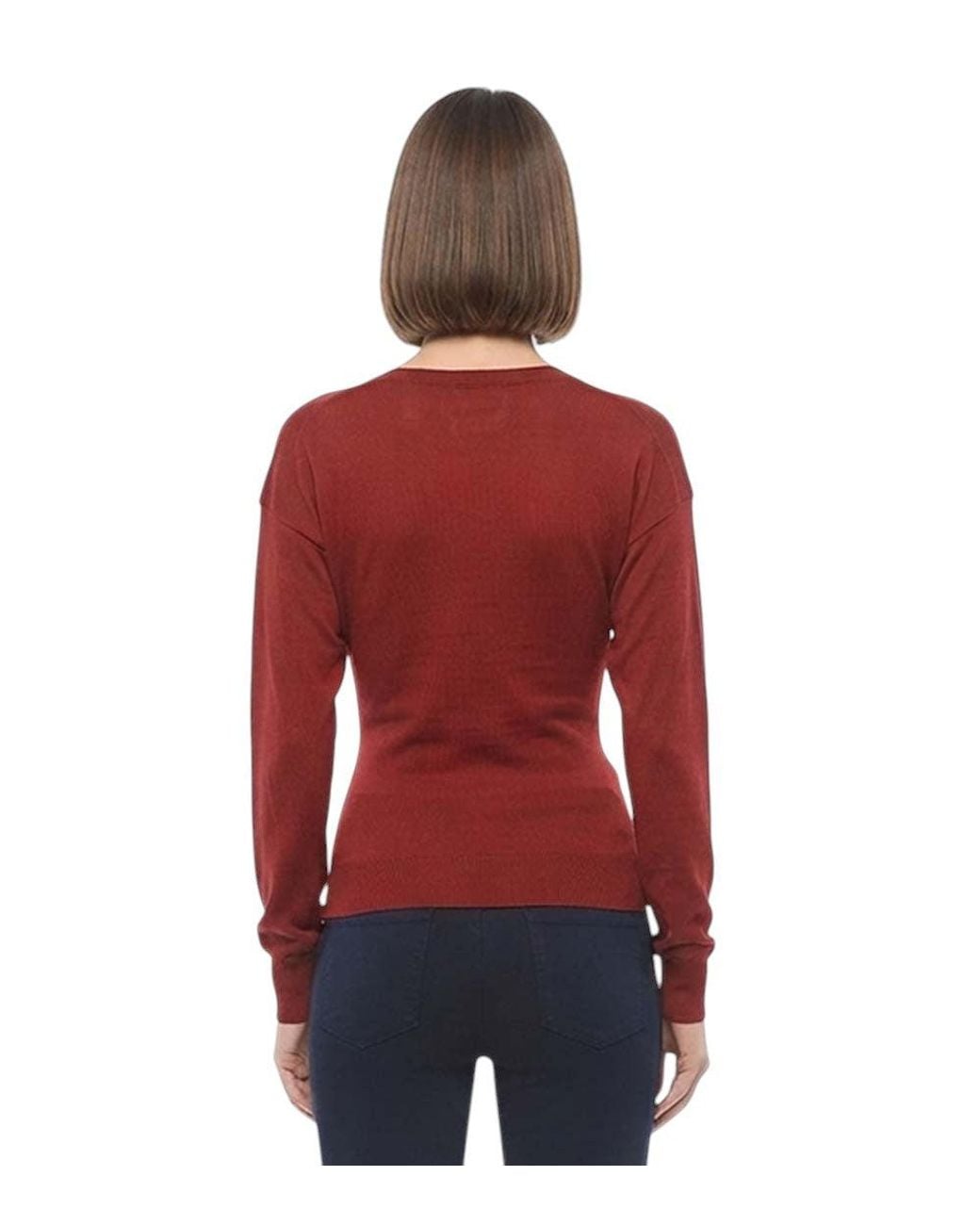 Stella McCartney Red Solid V Neck Sweater