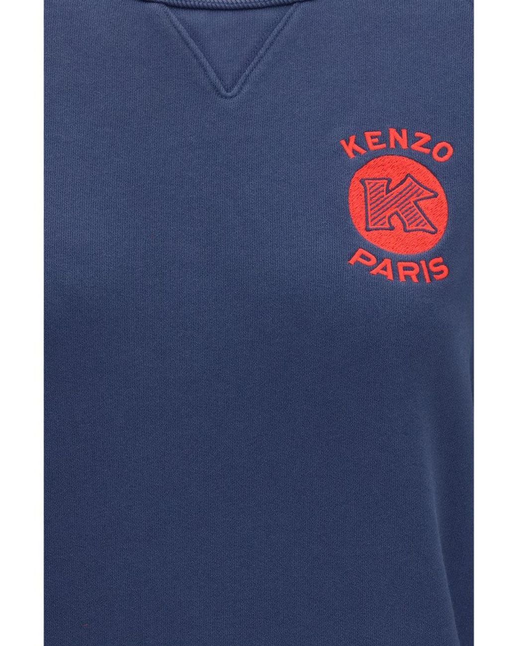 KENZO Blue Embroidered Crew Neck Sweatshirt