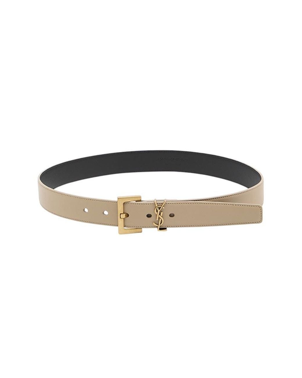 Saint Laurent Natural Cassandre Buckle Belt