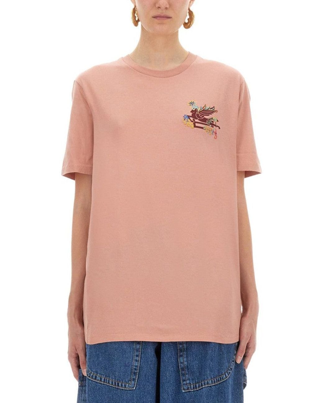 Etro Pink Graphic Crew Neck T-Shirt