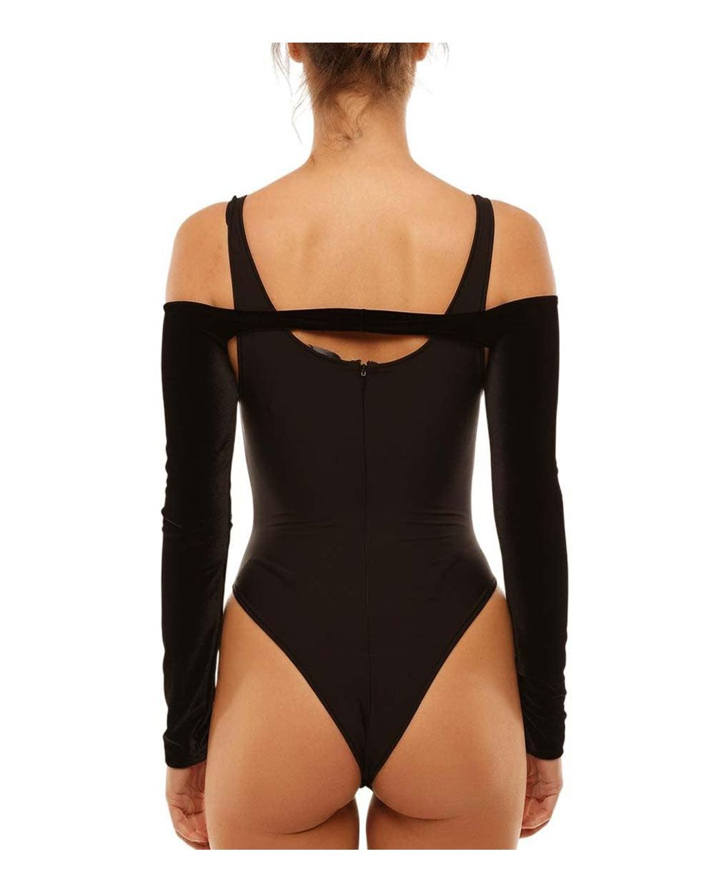 David Koma Black Solid Scoop Neck Top