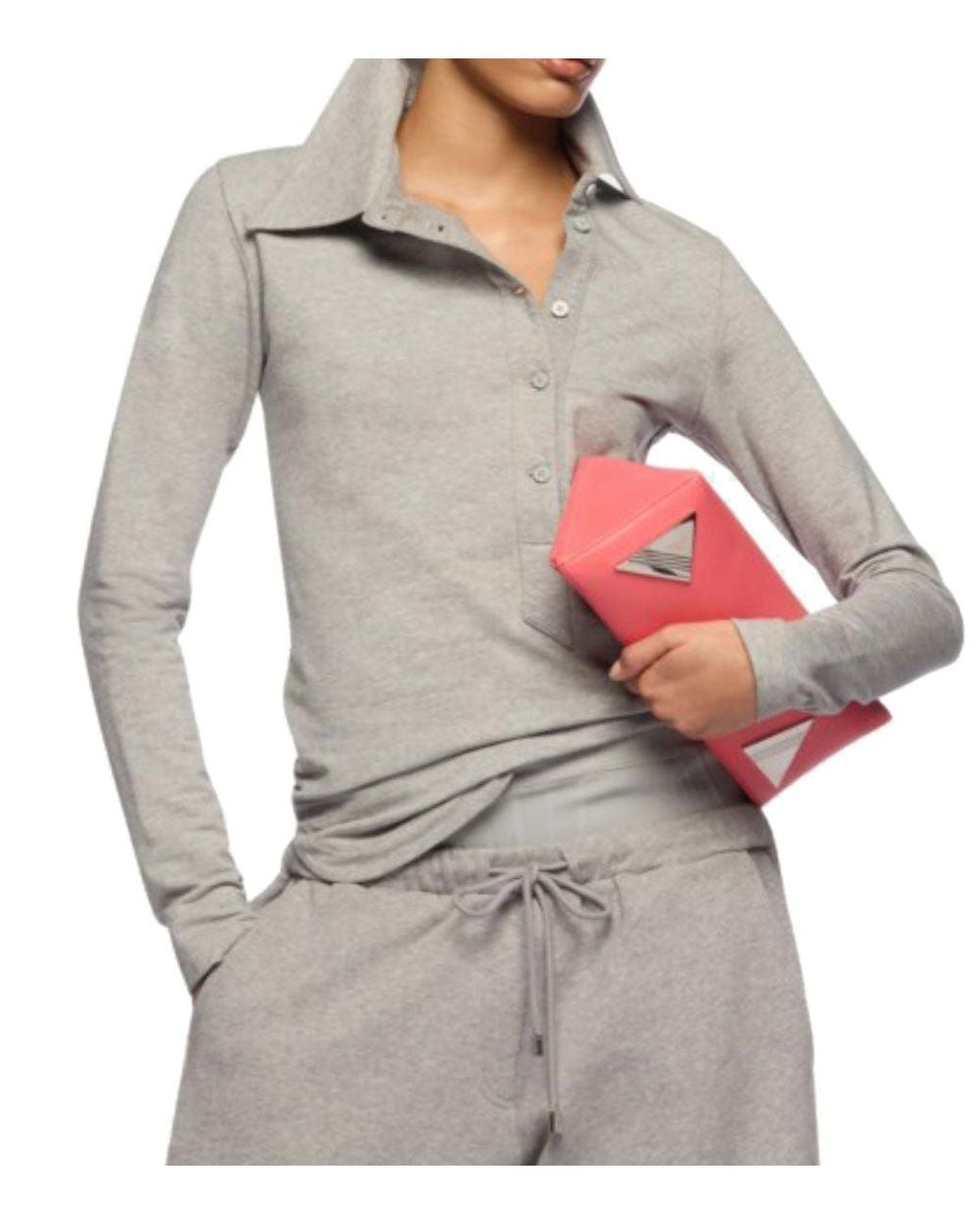 The Attico Gray Solid Shirt Collar Top