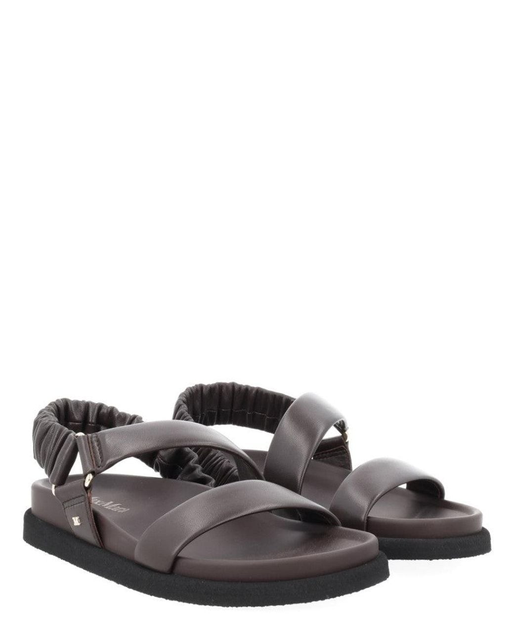 Max Mara Brown Macro Leather Sandals