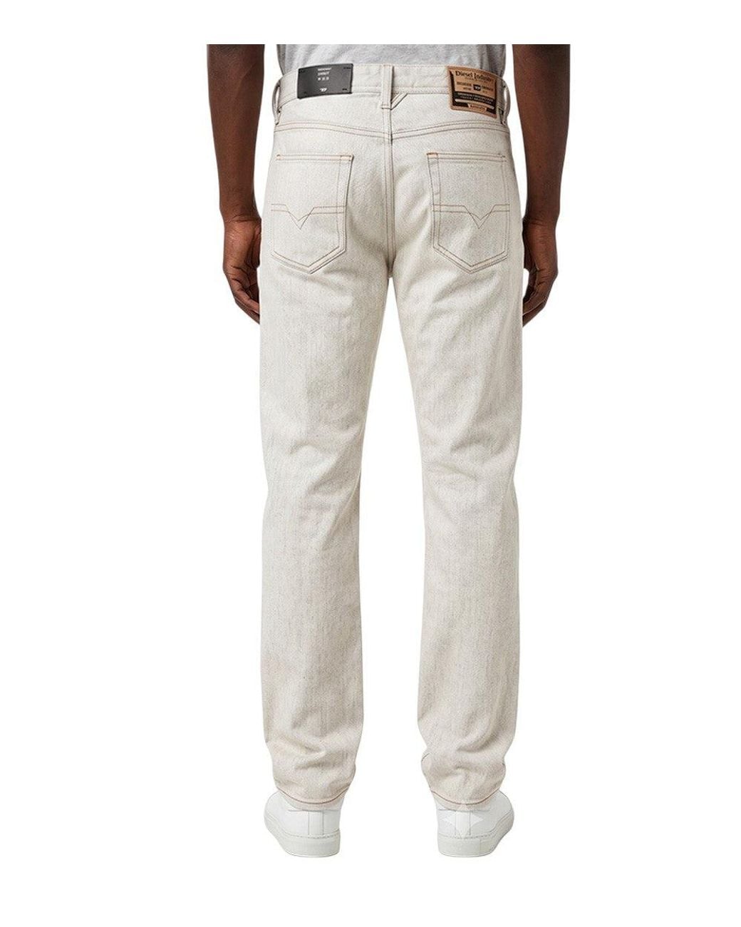 DIESEL Gray Straight Mid Rise Jeans for men