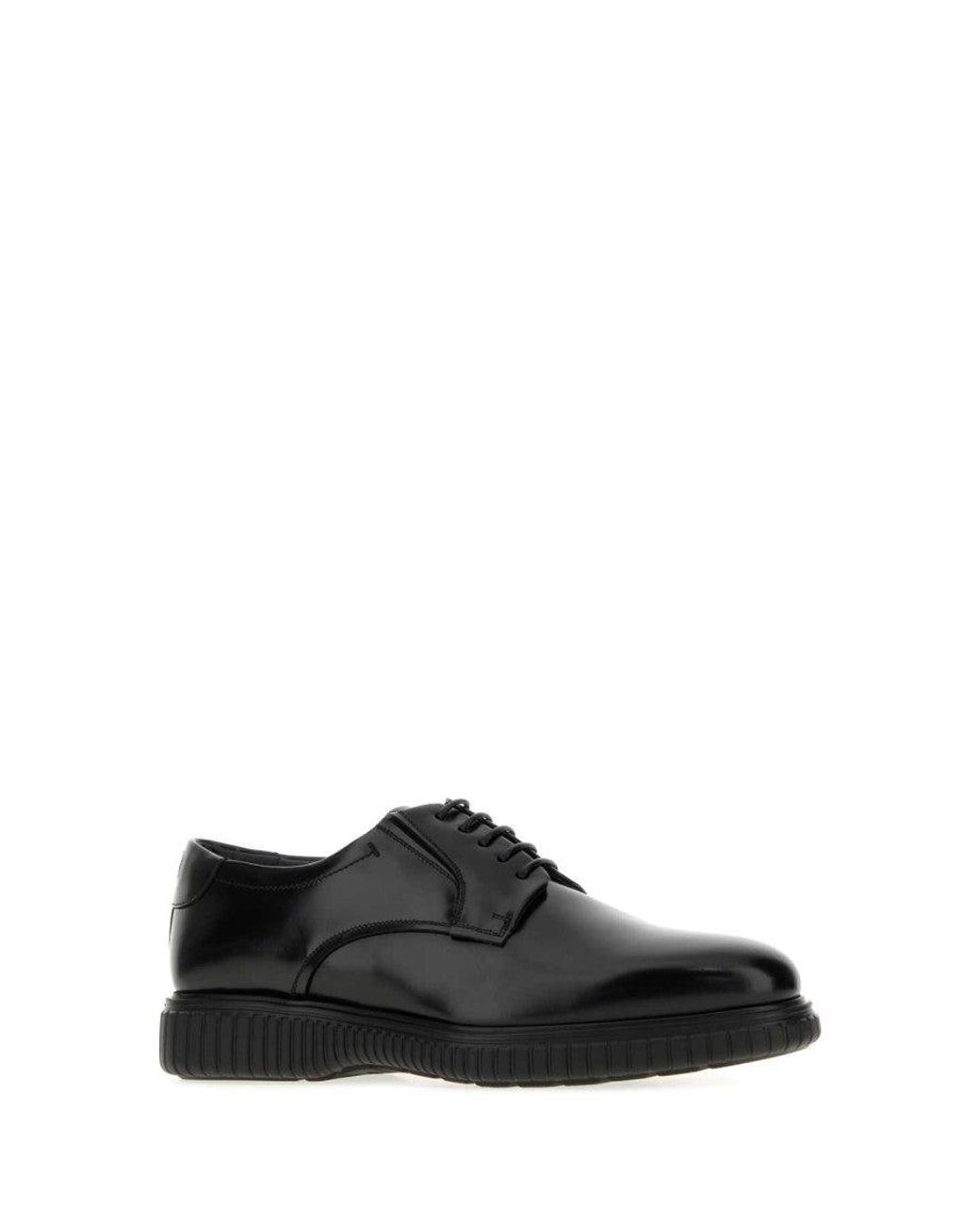 Ferragamo Black Solid Sandro Lace Ups Shoes for men