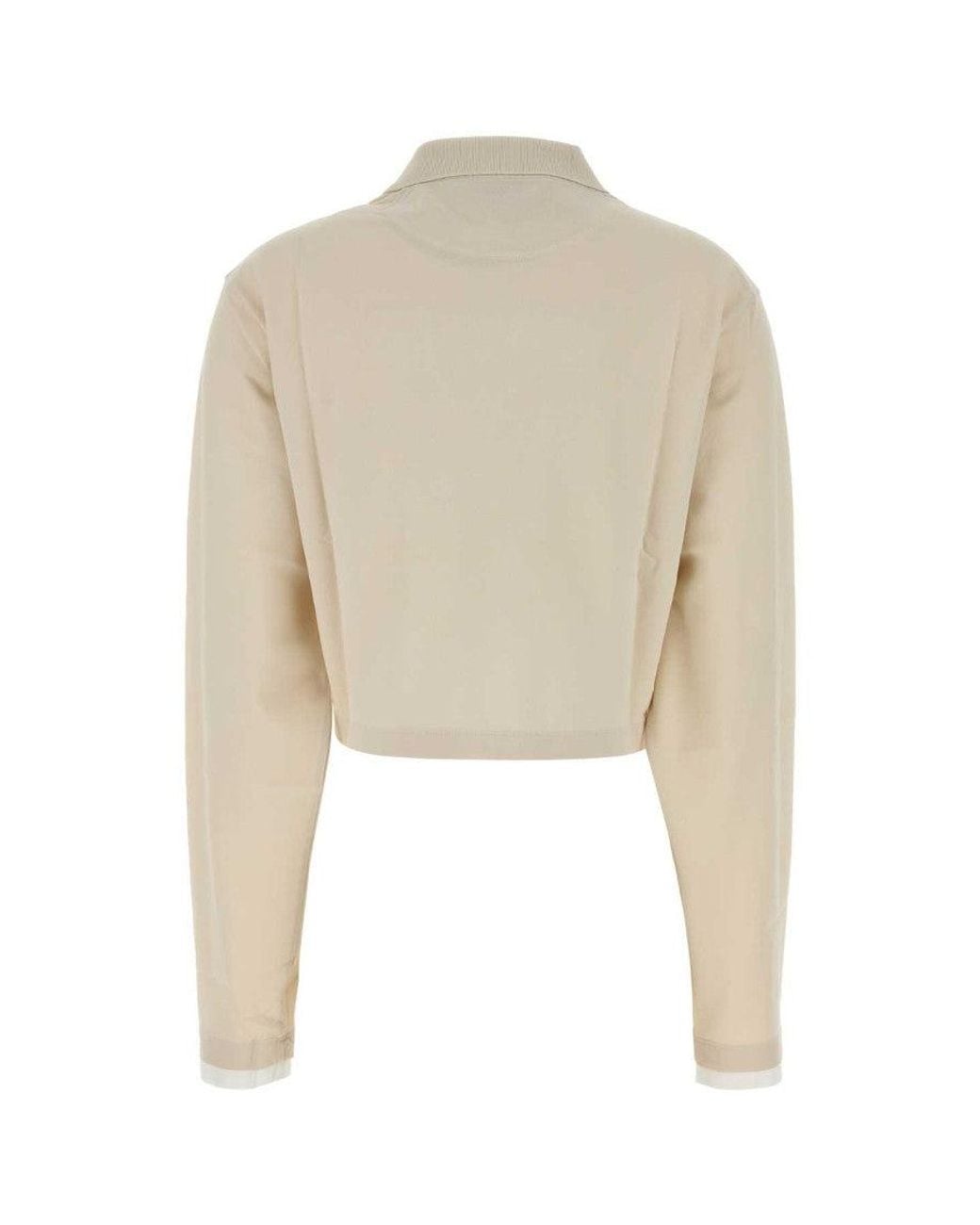 Prada Natural Logo Shirt Collar Polo