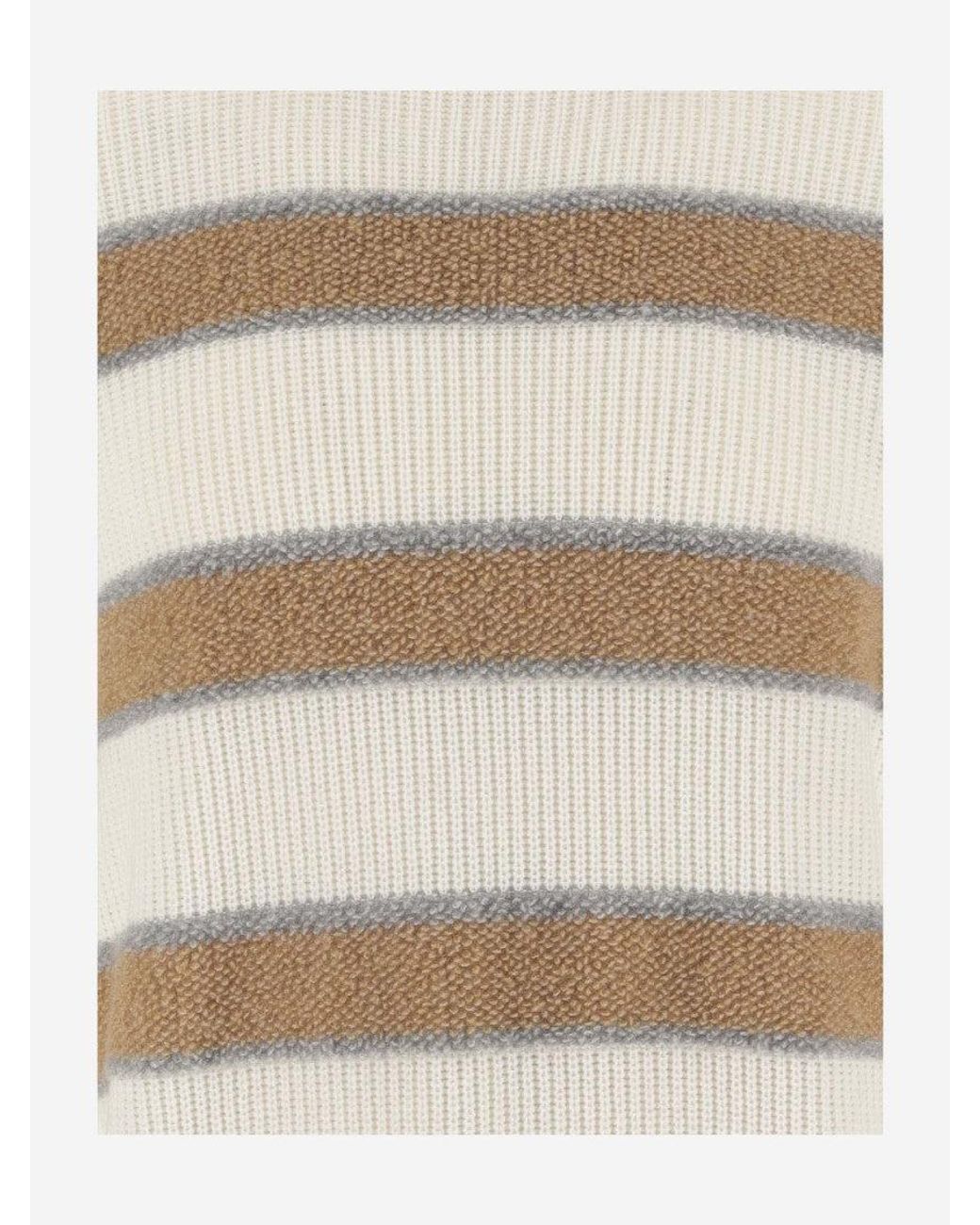 Malo Natural Multi Color Crewneck Striped Sweater for men