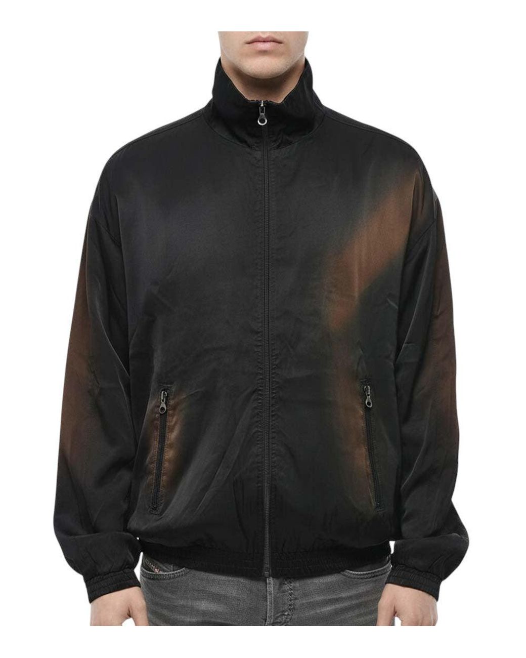 DIESEL Black Mock Collar Jacket for men