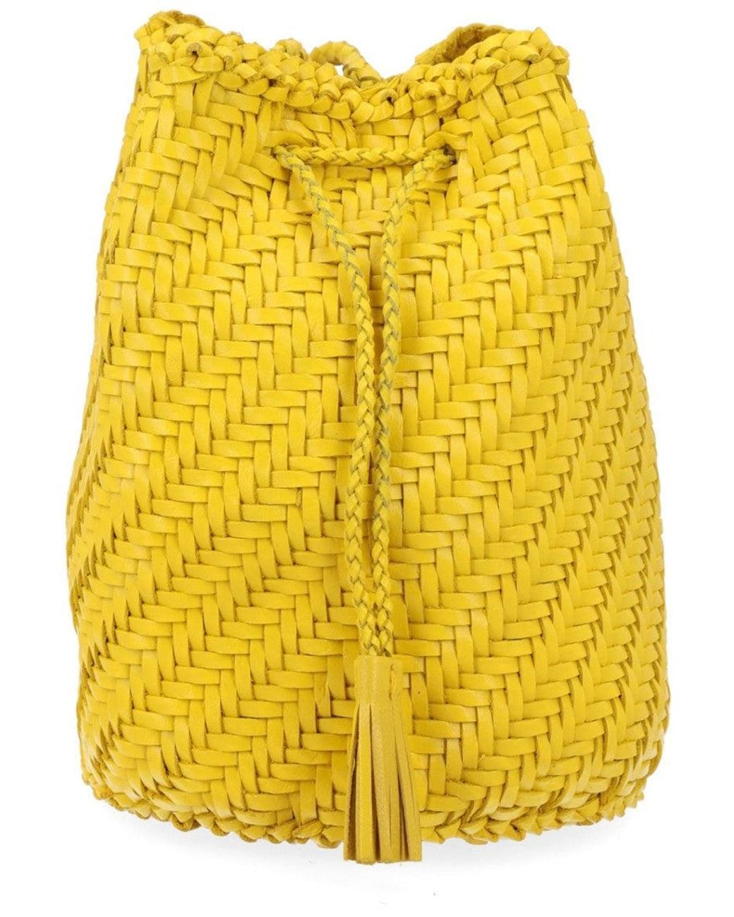 Dragon Diffusion Yellow Pompom Mini Bucket Bag