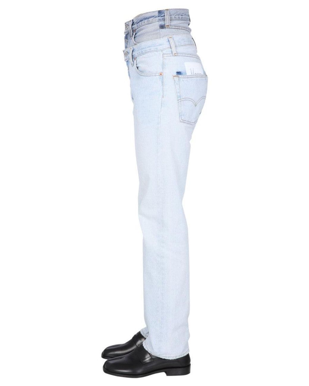 1/OFF Blue Denim Straight High Rise Jeans