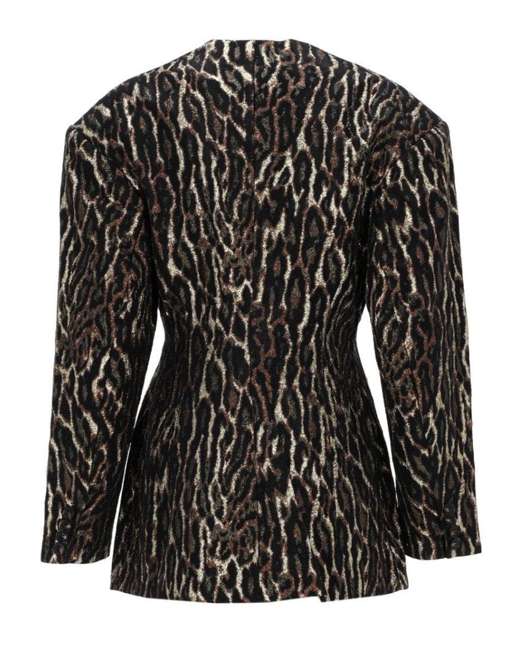 Ganni Black Dark Animal Print Notched Lapel Blazer