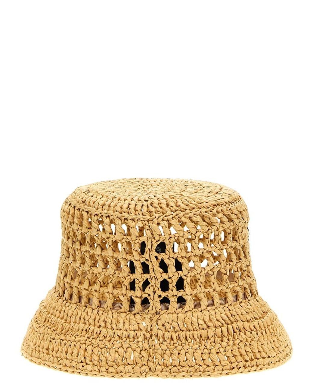 Prada Metallic Crochet Logo Bucket Hat