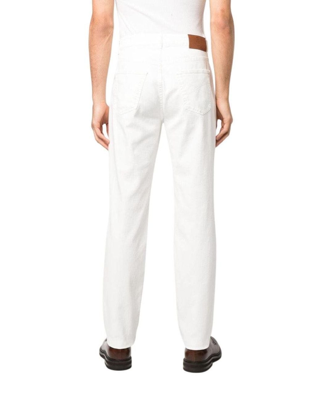 Brunello Cucinelli White Mid Rise Jeans for men