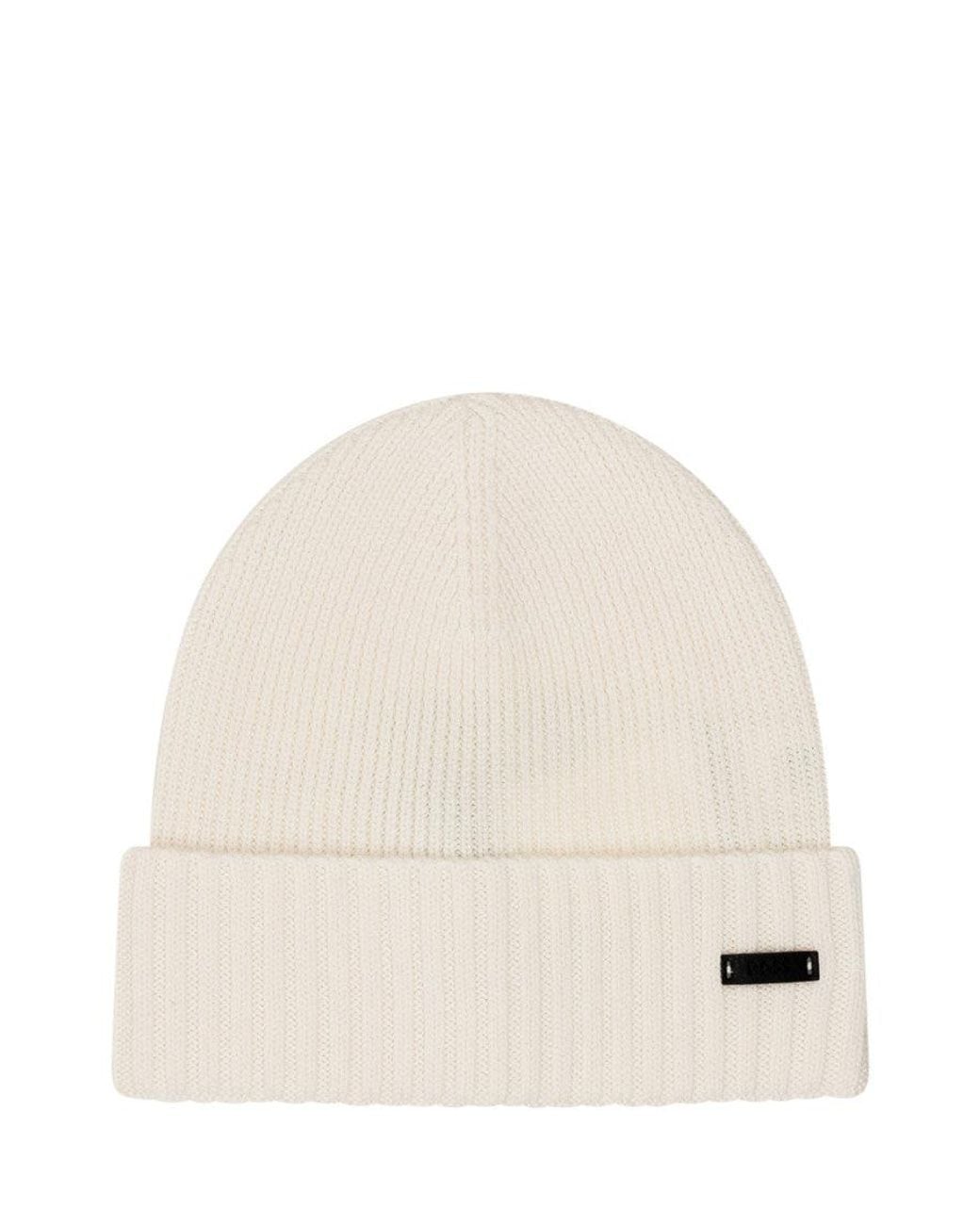 Boss Natural Knitted Beanie Cap for men