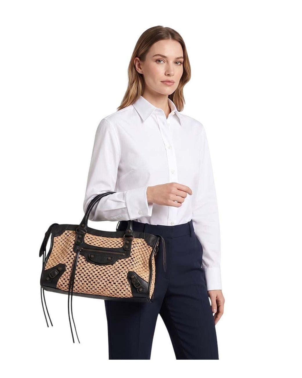Balenciaga Black Natural Le City Small Satchel