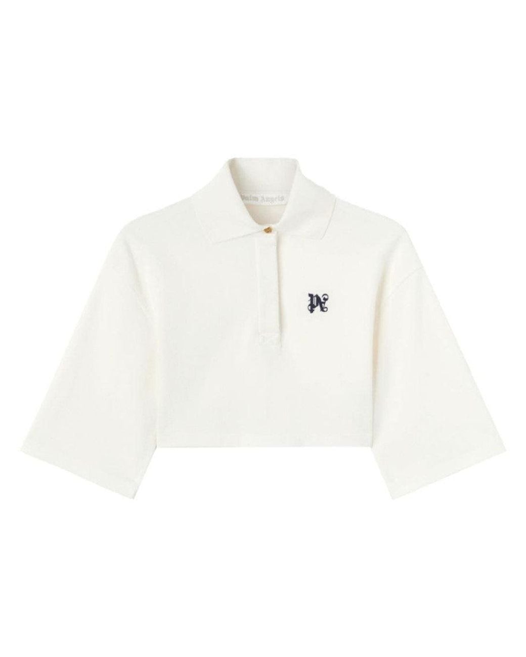 Palm Angels White Off Monogram Cropped Polo