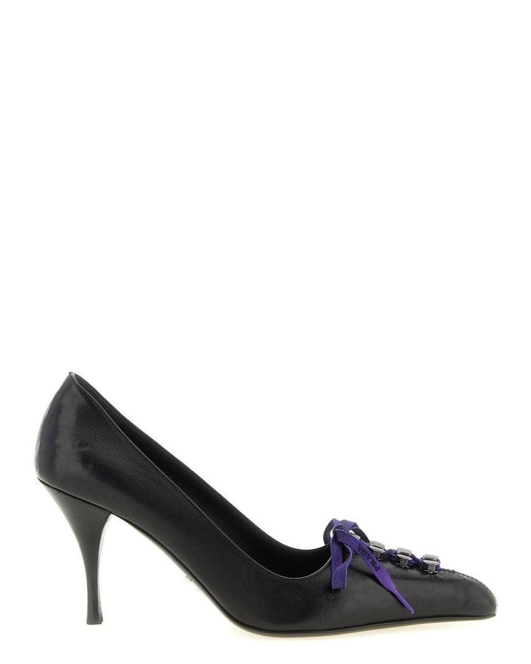 Prada Black Lace-Up Pumps