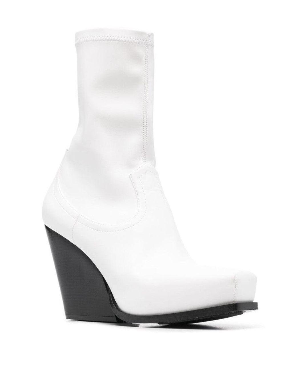 Stella McCartney White Cowboy Ankle Boots
