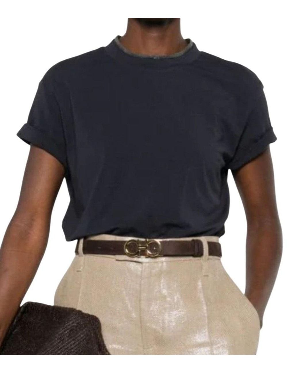 Brunello Cucinelli Black Crew Neck Short Sleeves T-Shirt