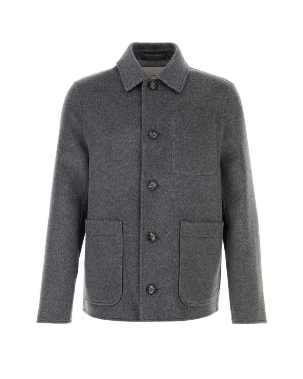 AMI Gray Ash Shirt Collar Jacket for men