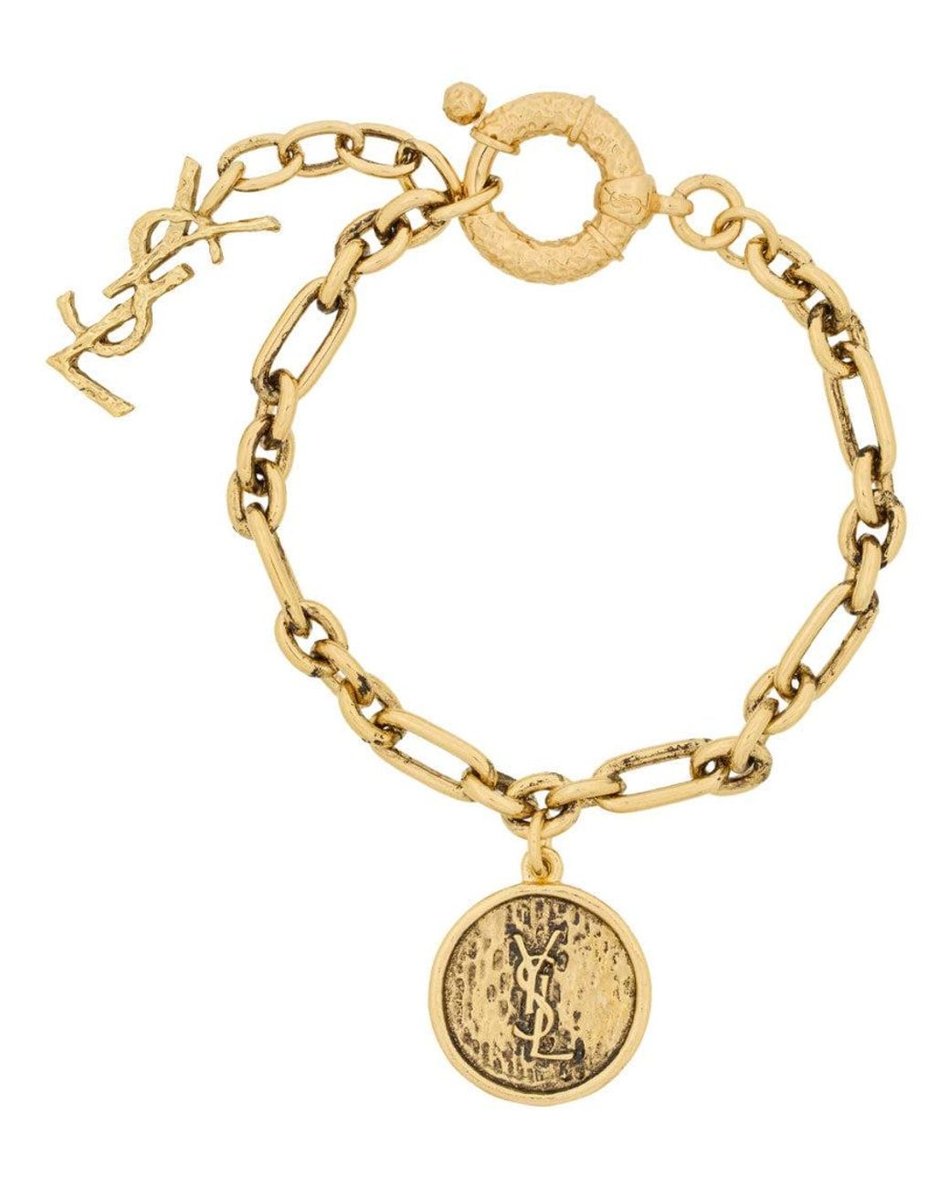 Saint Laurent Metallic Cassandre Chain Bracelet