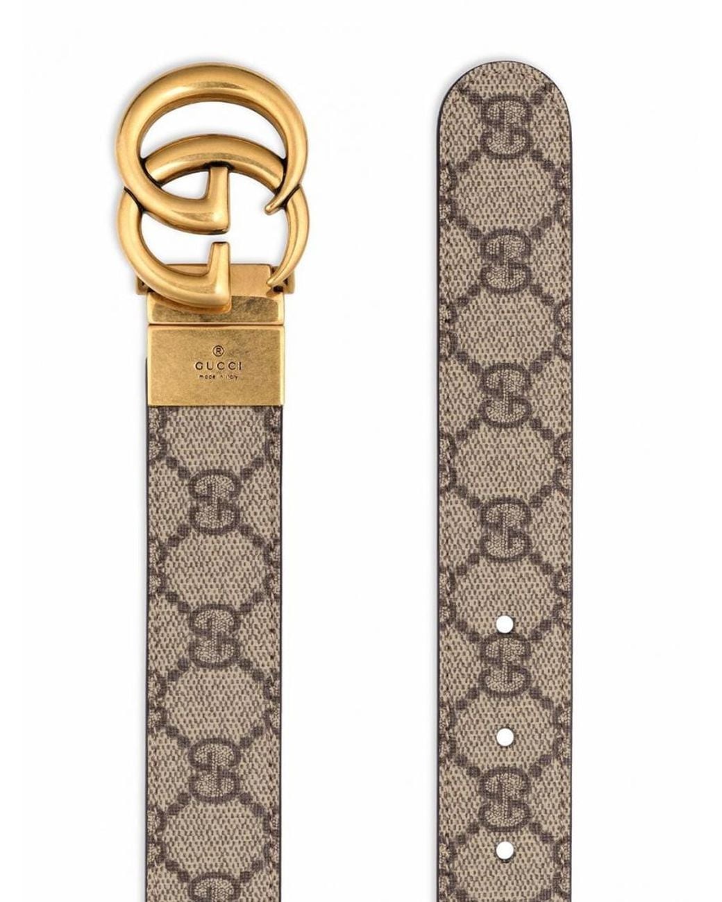 Gucci White Gg Marmont Reversbile Belt