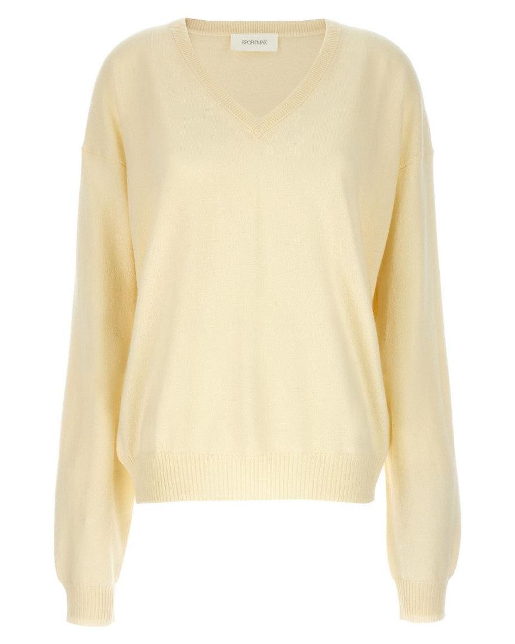 Sportmax Yellow Light Solid V Neck Sweater