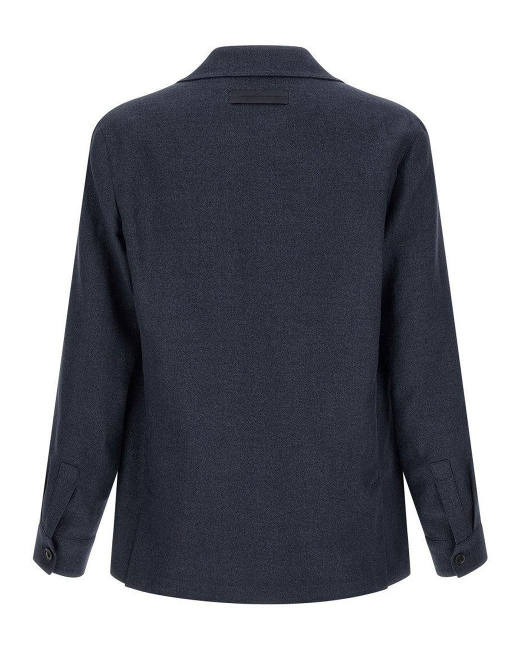 Zegna Blue Dark Solid Jackets for men