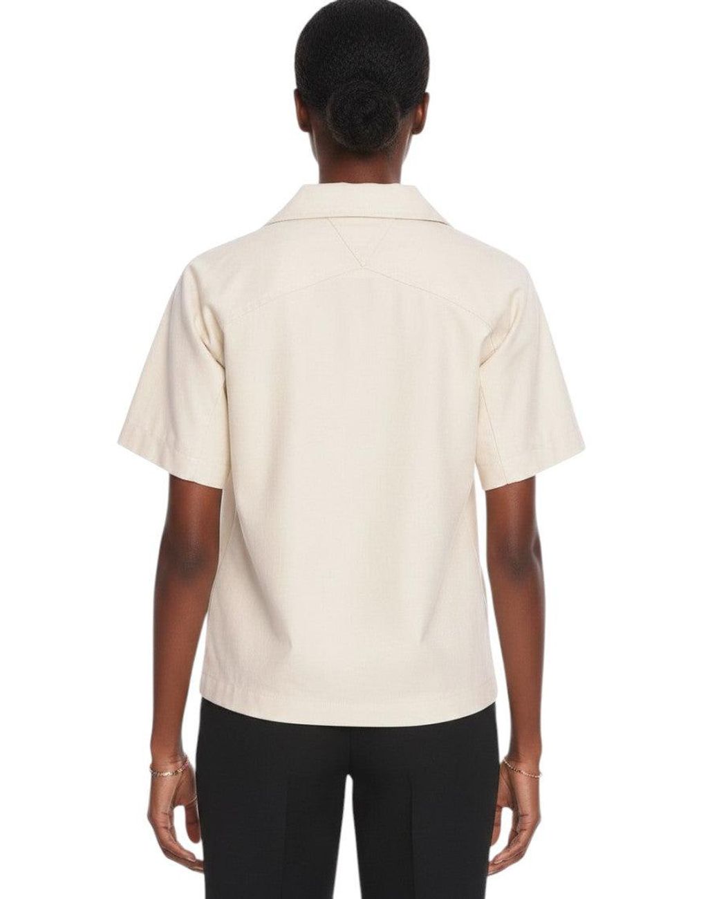 Bottega Veneta White Solid Shirt Collar Polo
