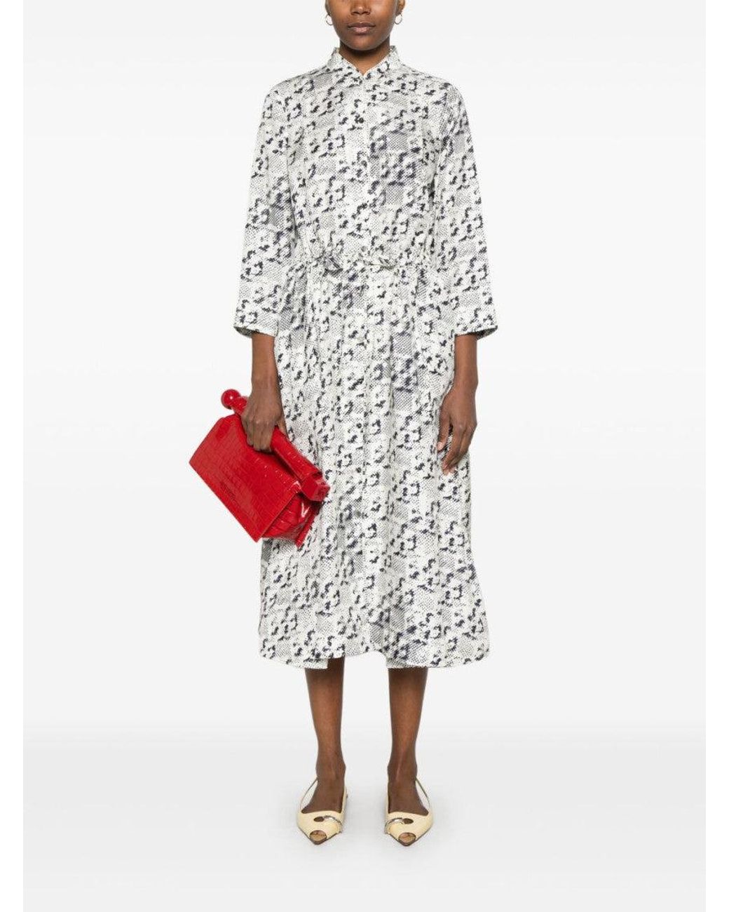 Tory Burch Gray Off Silk Midi Dress