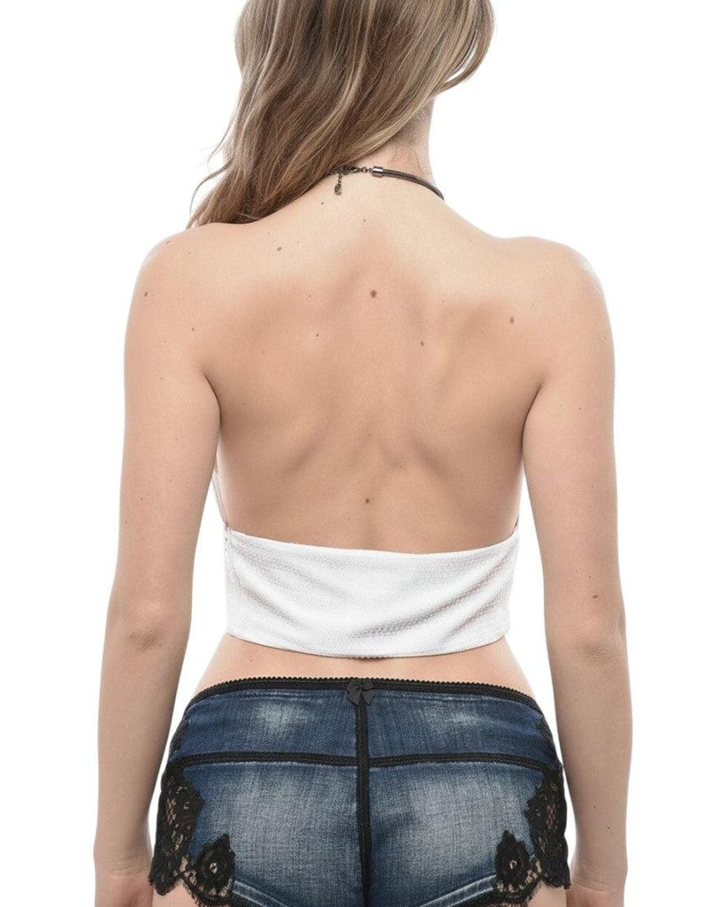 DSquared² White Textured Halter Neck Top