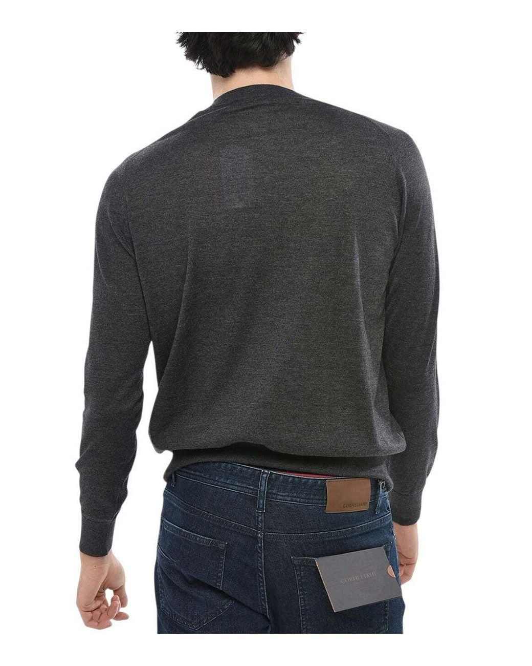 Oliver Lattughi Black Dark Crew Neck Sweater for men