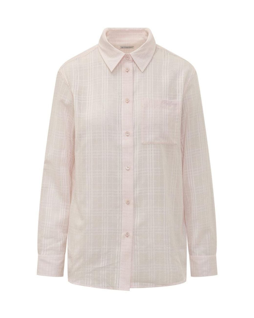 Burberry White Relaxed Checks Shirt