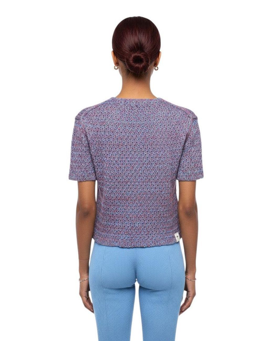 Jil Sander Blue Textured Crew Neck T-Shirt