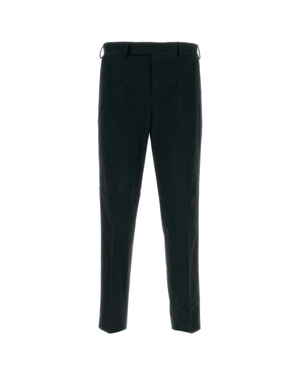 PT Torino Black Flat Front Pants for men