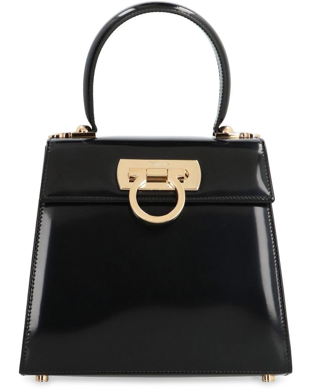 Ferragamo Black Iconic Small Satchel