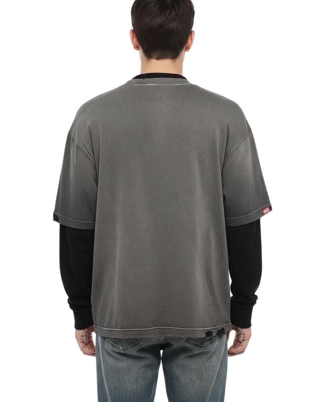 DIESEL Gray Crew Neck T-Shirt for men