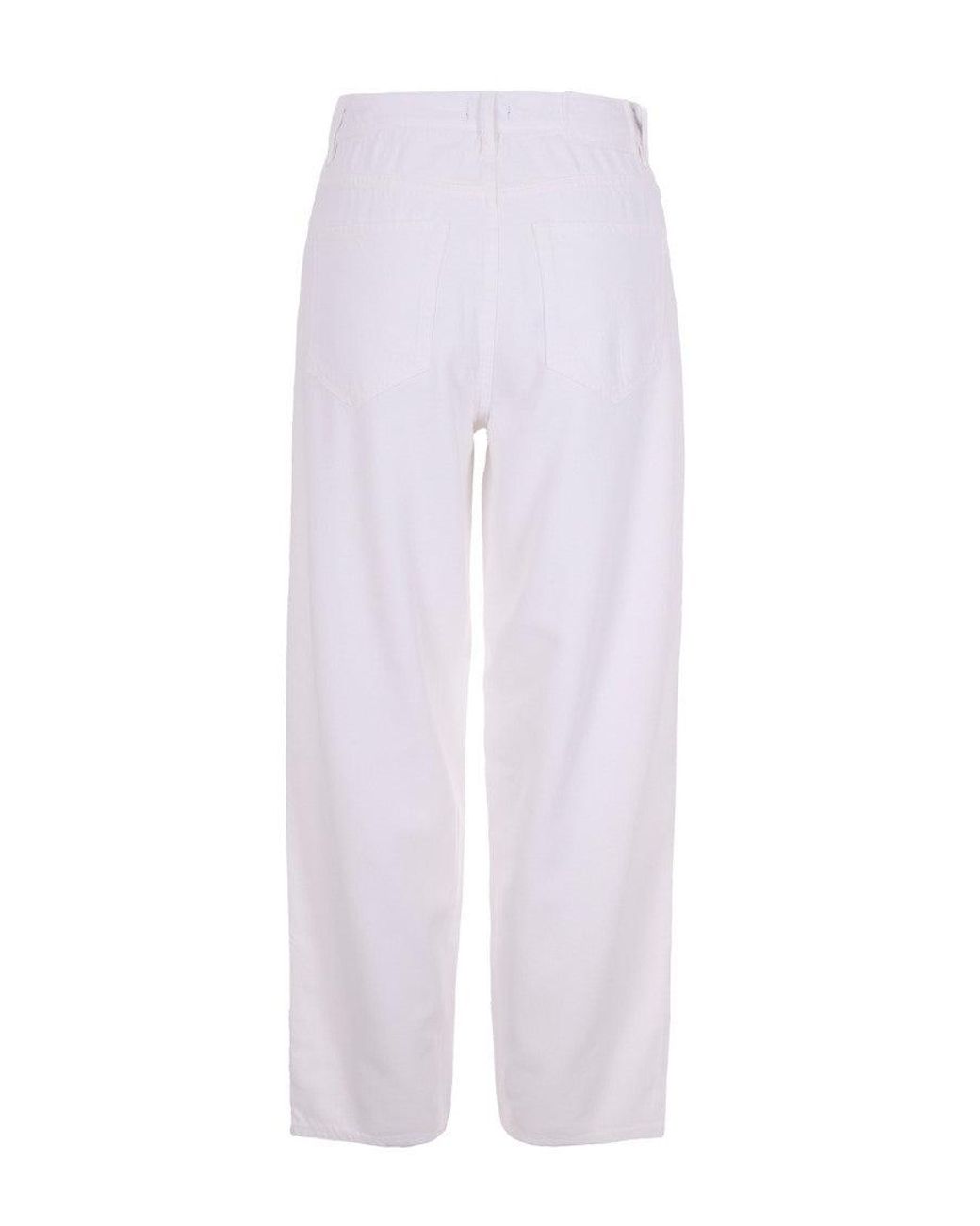 Pinko White Balloon-Fit Five-Pocket Jeans With Zip Closure