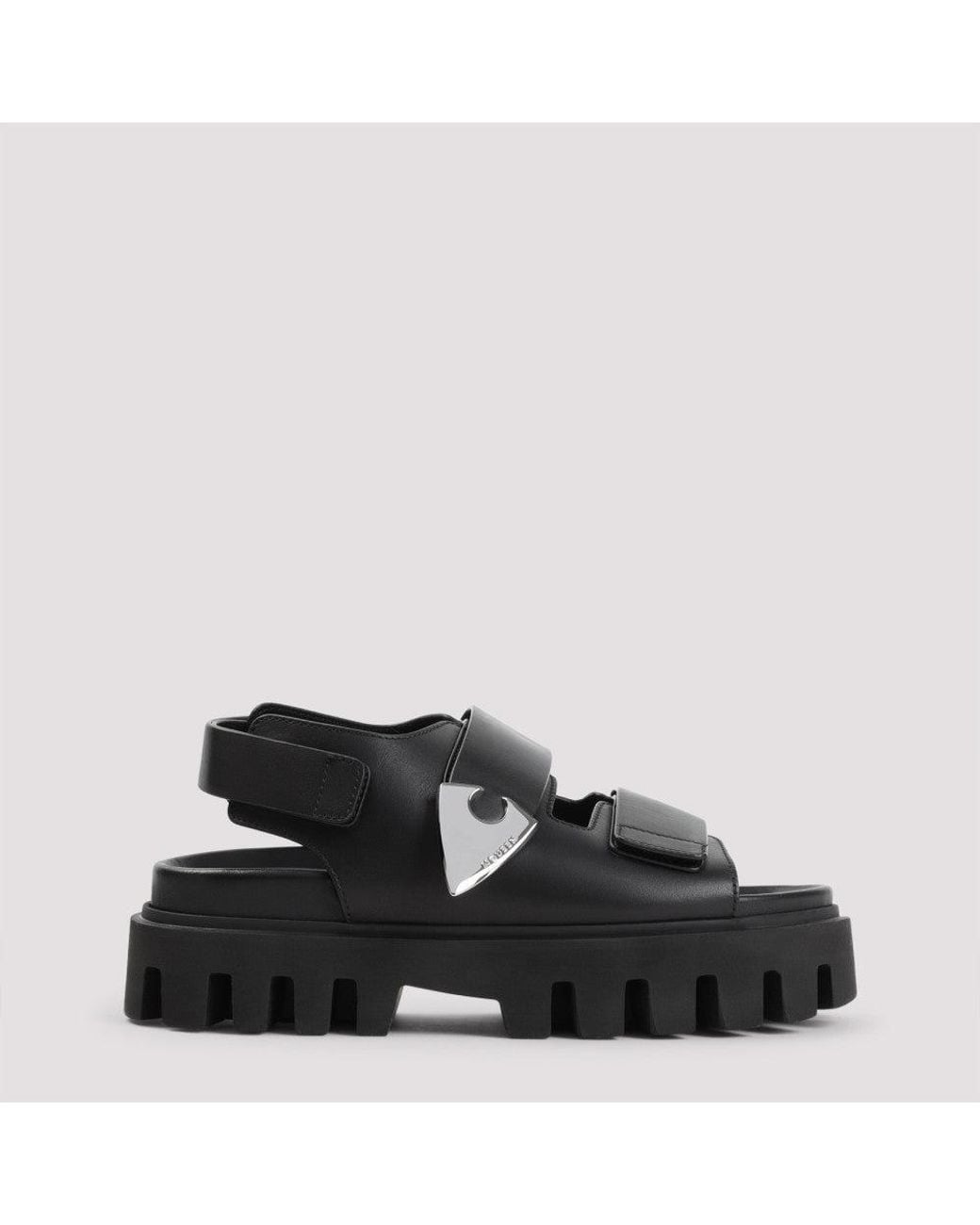 McQueen Black Leather Sandals