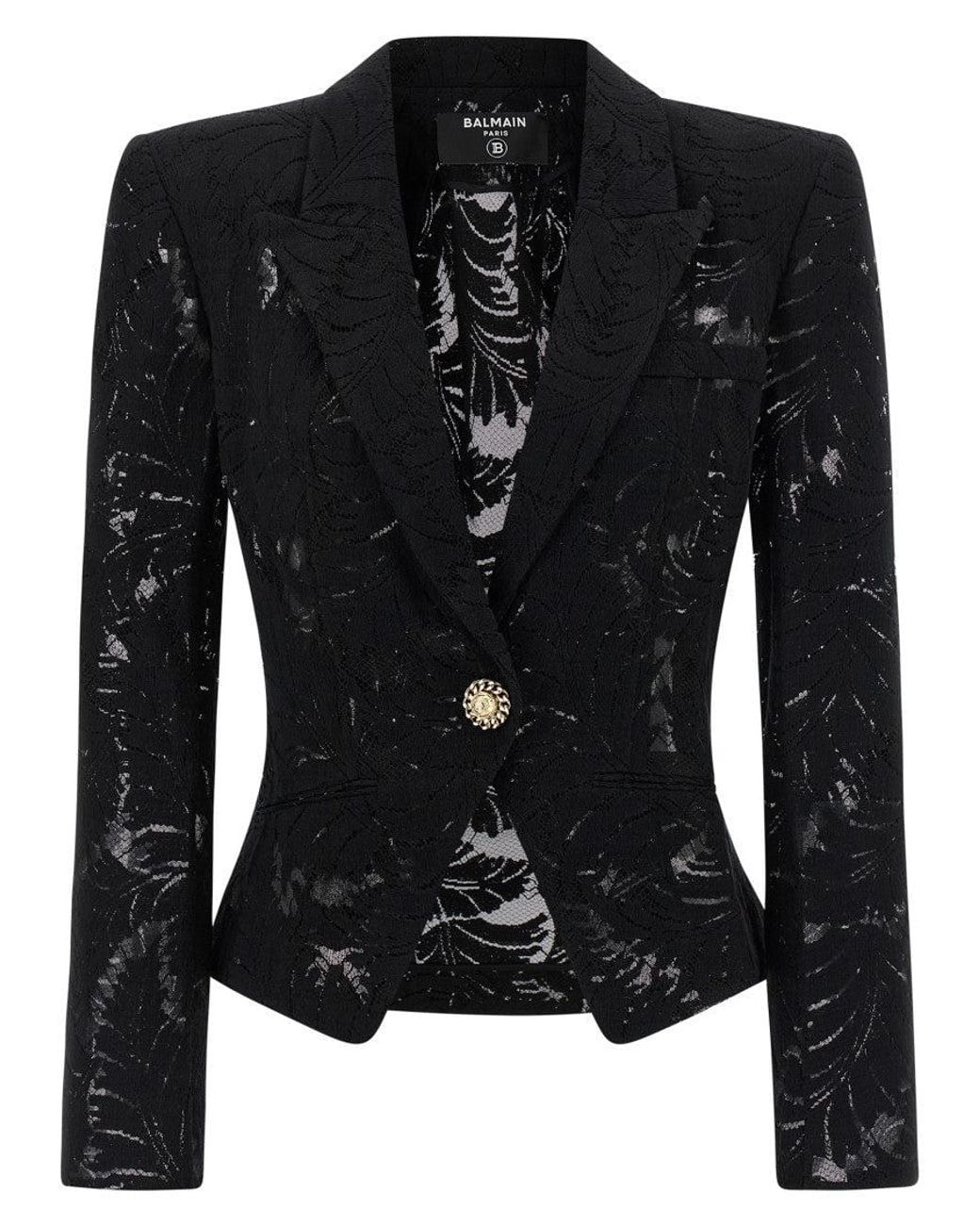 Balmain Black Peaked Lapel Blazer