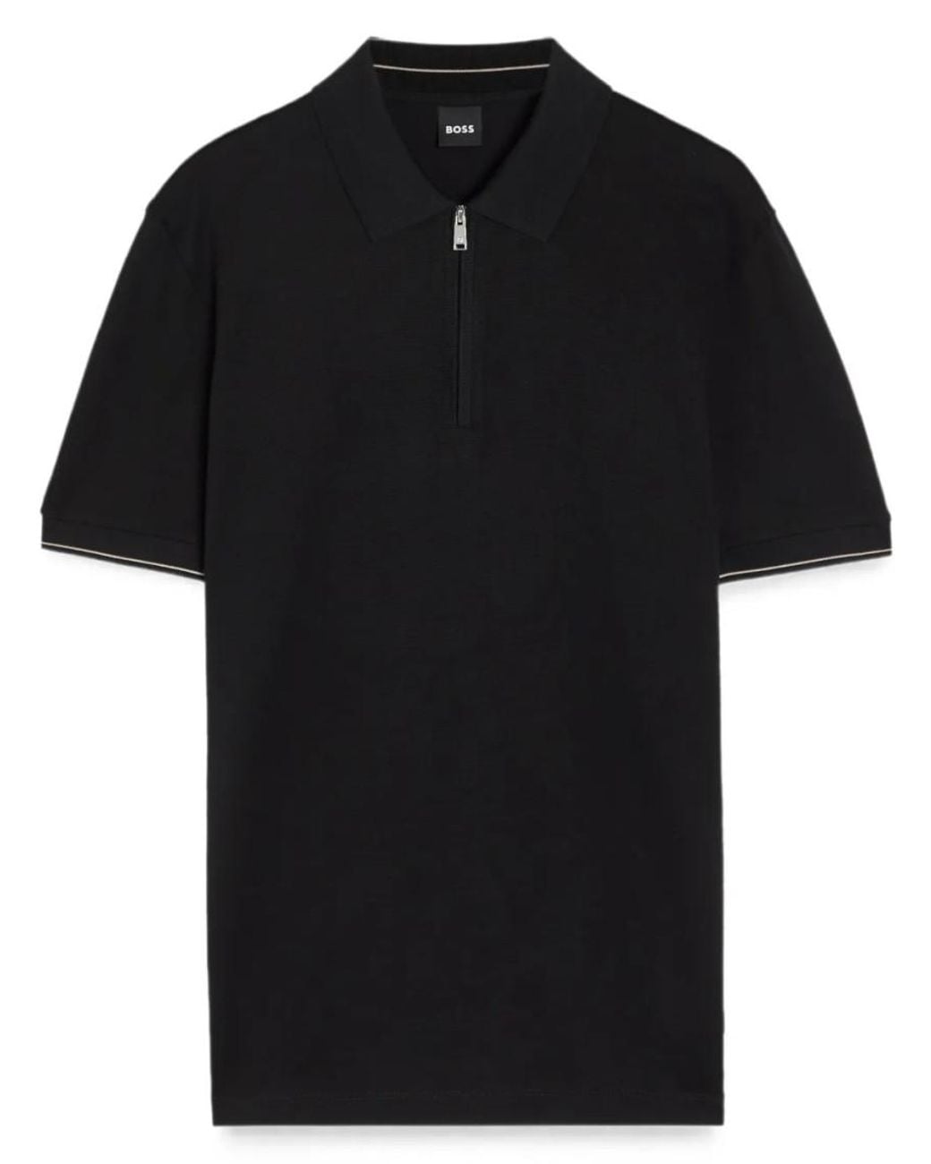 Boss Black Solid Shirt Collar Polo for men
